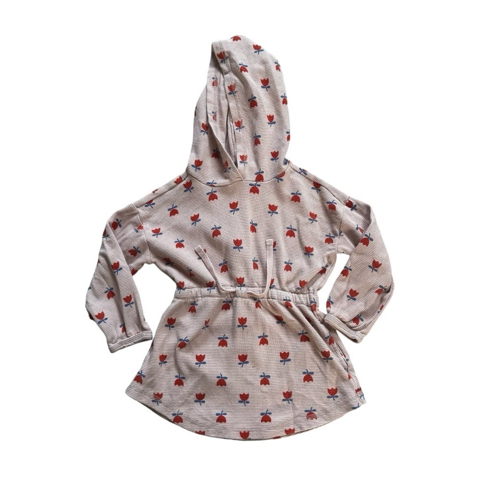 Hanna Andersson Girls Waffle Knit Hooded Top Size 4 Drawstring w/Pockets